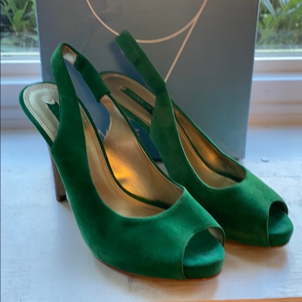 Nine West Emerald Green Suede Leather High Heels